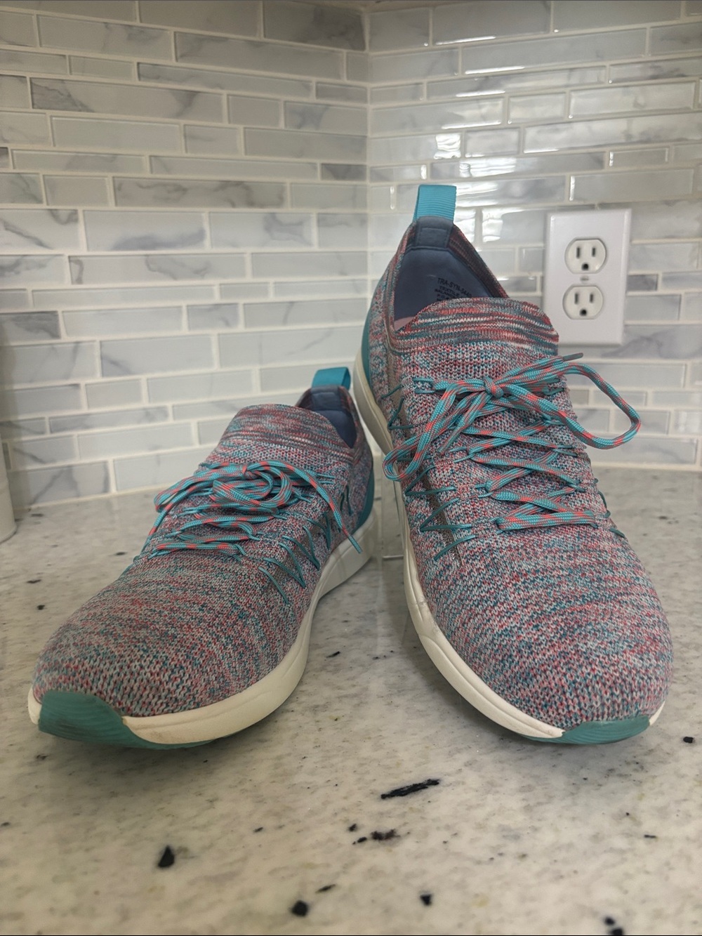 Alegria Women’s Knit Sneaker - Turquoise & Pink